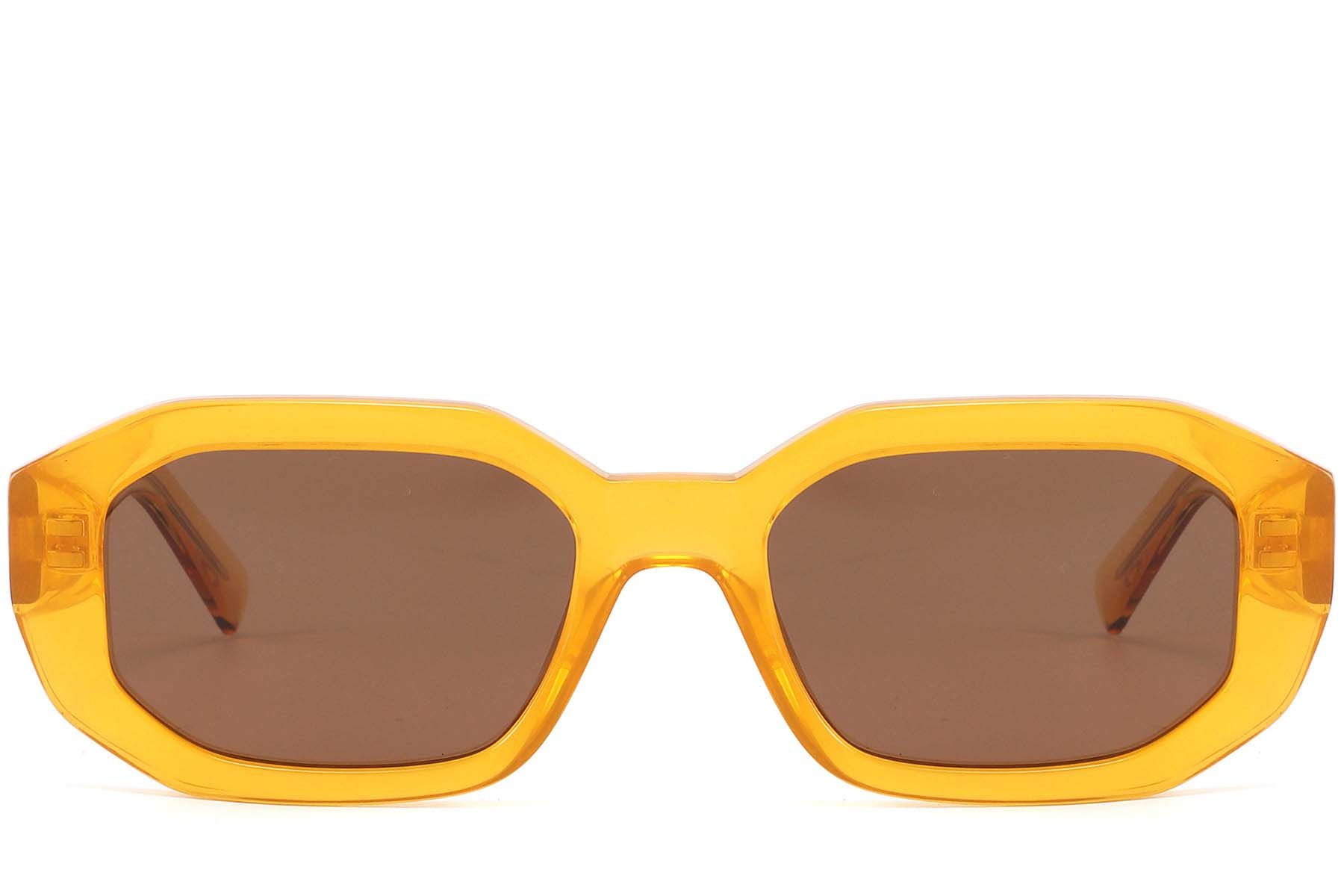 Gafas de sol rectangulares de acetato amarillo #BS2607-0471