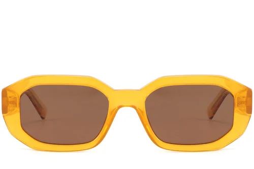 Lunettes de soleil rectangulaires en acétate jaune #BS2607-0471