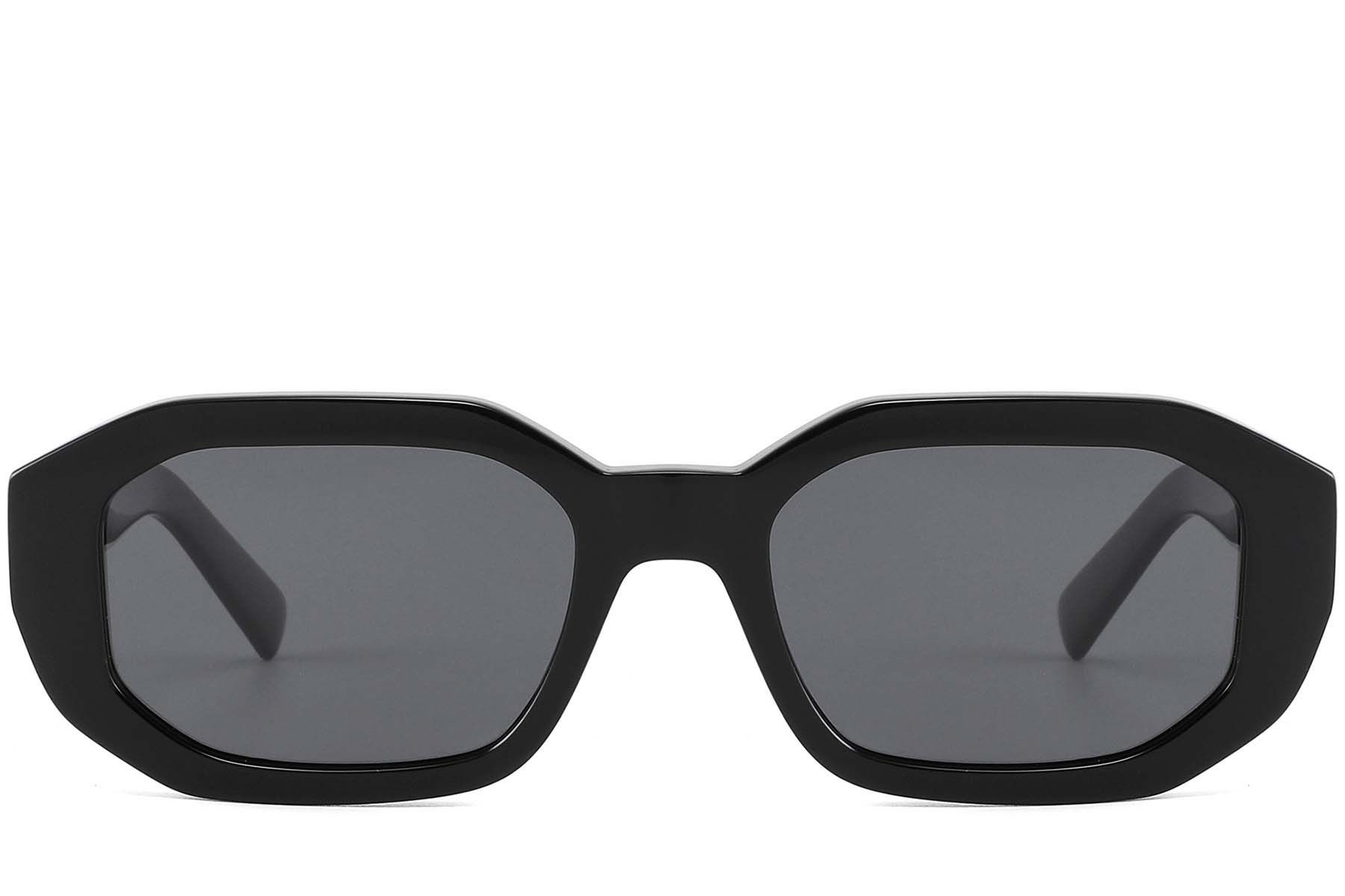 Gafas de sol rectangulares de acetato negro #BS2607-0472