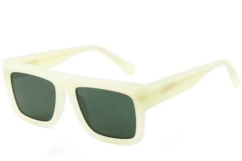 Lunettes de soleil rectangulaires en acétate vert #BS2607-0473