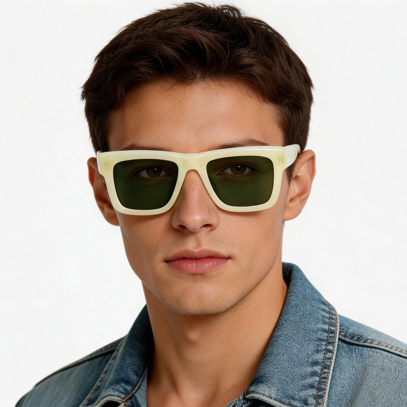Rectangular Green Acetate Sunglasses #BS2607-0473