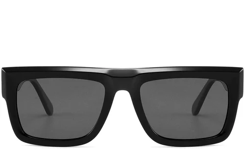 Lunettes de soleil rectangulaires en acétate noir #BS2607-0474