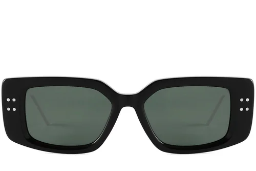 Lunettes de soleil rectangulaires en acétate noir #BS2607-0476