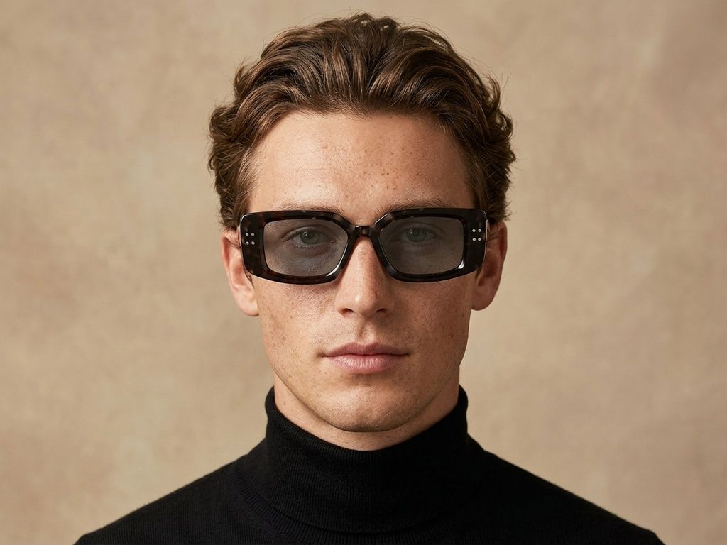 Rectangular Black Acetate Sunglasses #BS2607-0478