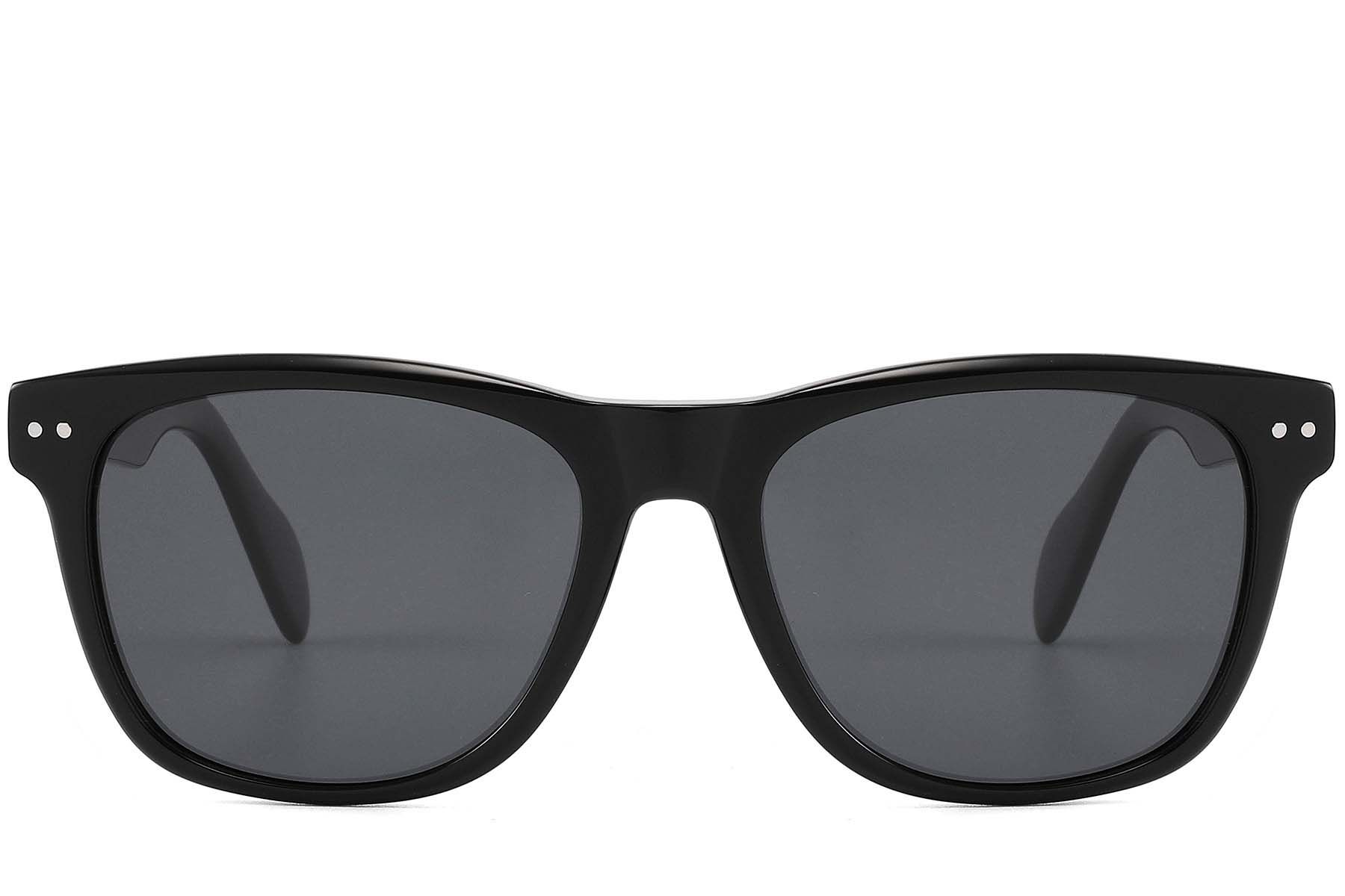 Rectangular Black Acetate Sunglasses #BS2607-0482