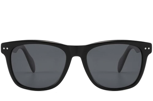 Gafas de sol rectangulares de acetato negro #BS2607-0482