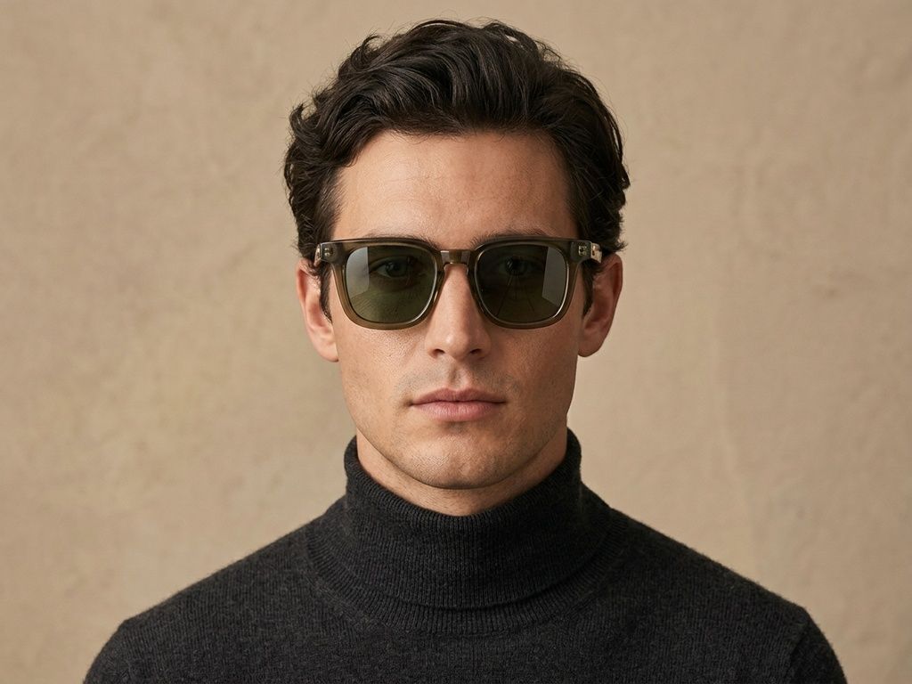 Rectangular Green Acetate Sunglasses #BS2607-0490
