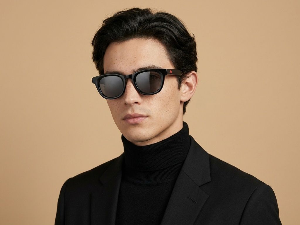 Oval Black Acetate Sunglasses #BS2607-0496