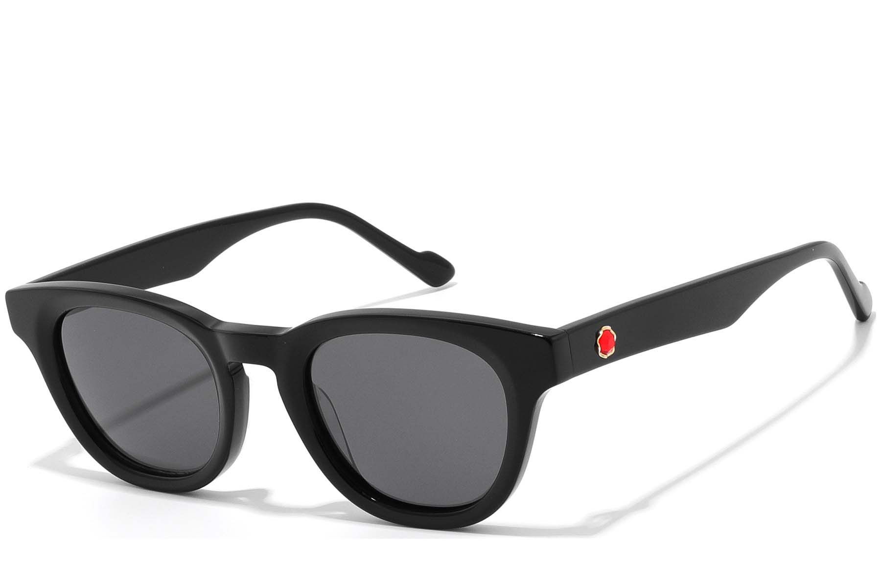 Lunettes de soleil ovales en acétate noir #BS2607-0496