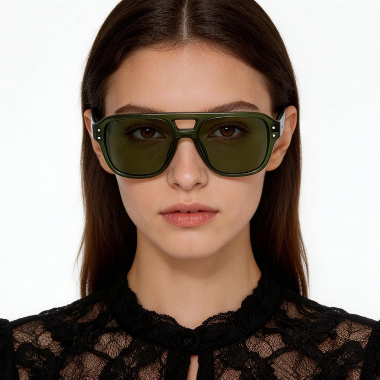 Aviator Green Acetate Sunglasses #BS2607-0501
