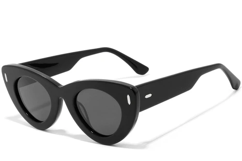 Gafas de sol de acetato negro con forma de mariposa #BS2607-0502