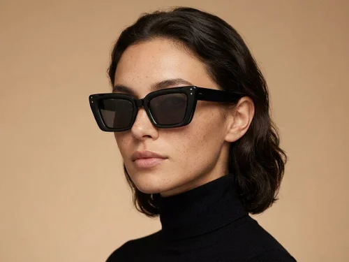 Lunettes de soleil papillon en acétate noir #BS2607-0512