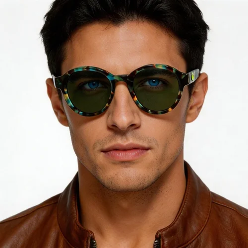 Lunettes de soleil rondes en acétate écaille de tortue #BS2607-0514