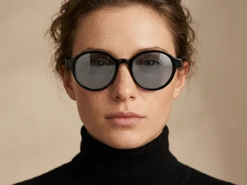 Lunettes de soleil rondes en acétate noir #BS2607-0515
