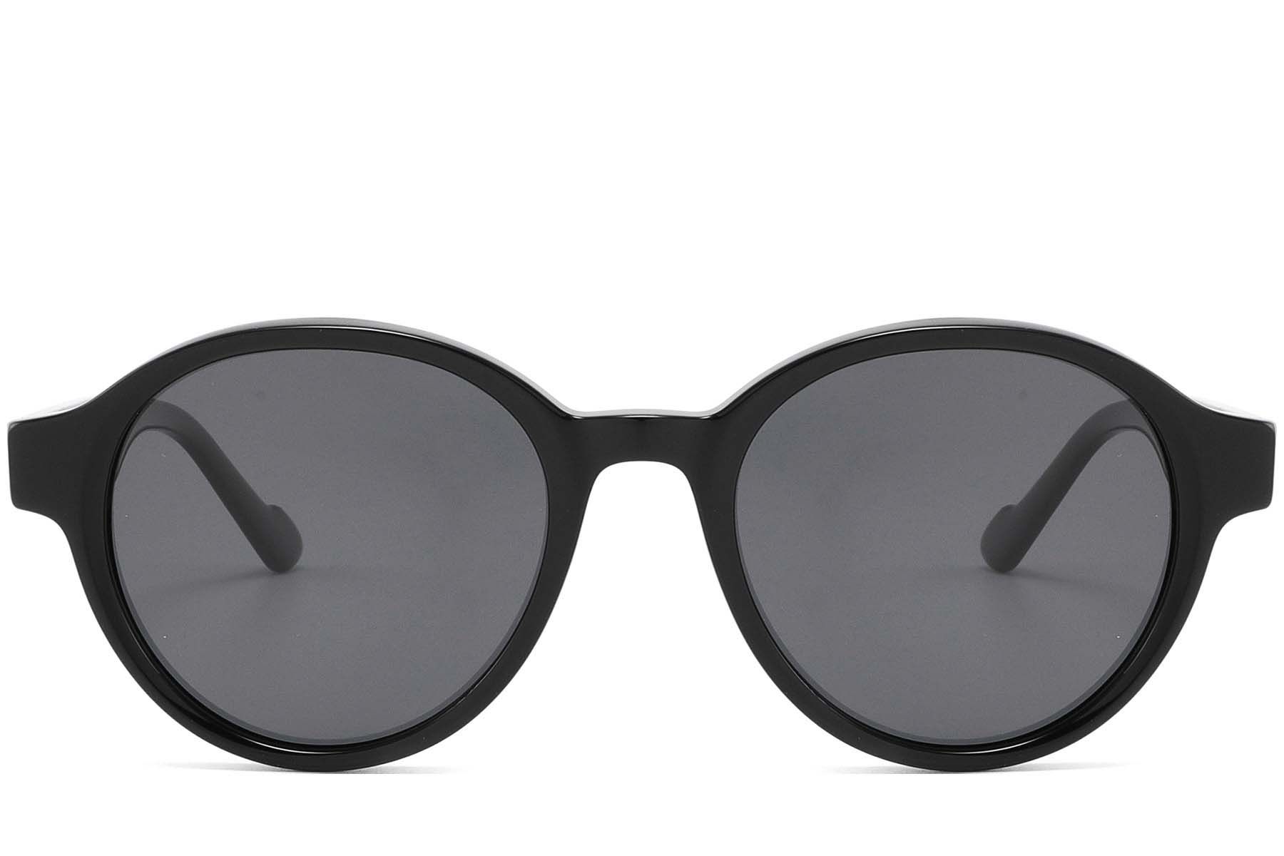 Round Black Acetate Sunglasses #BS2607-0515