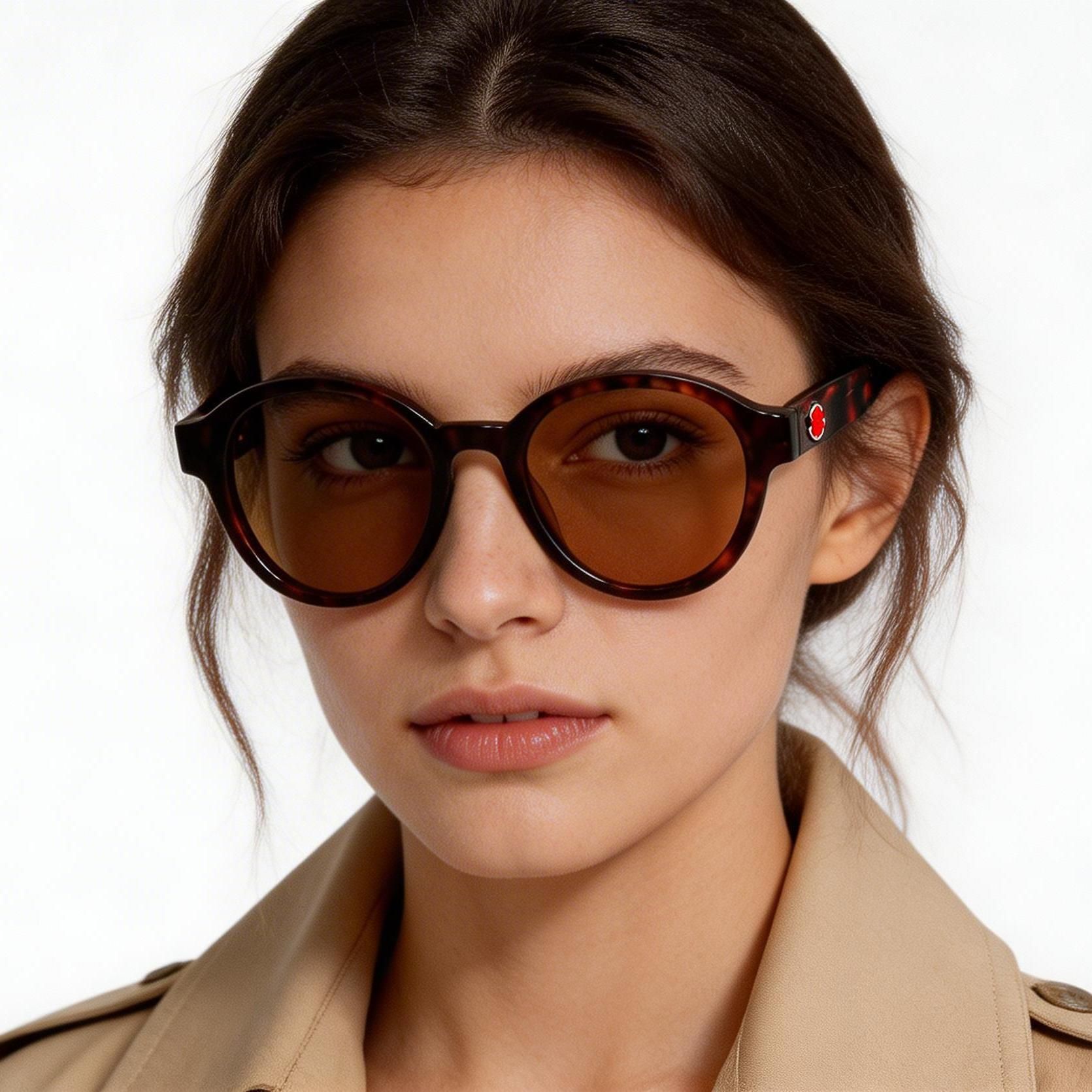 Round Tortoiseshell Acetate Sunglasses #BS2607-0516