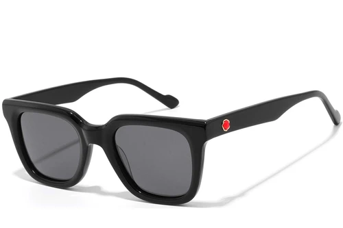 Gafas de sol rectangulares de acetato negro #BS2607-0517