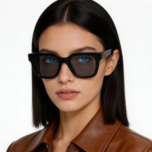 Rectangular Black Acetate Sunglasses #BS2607-0517