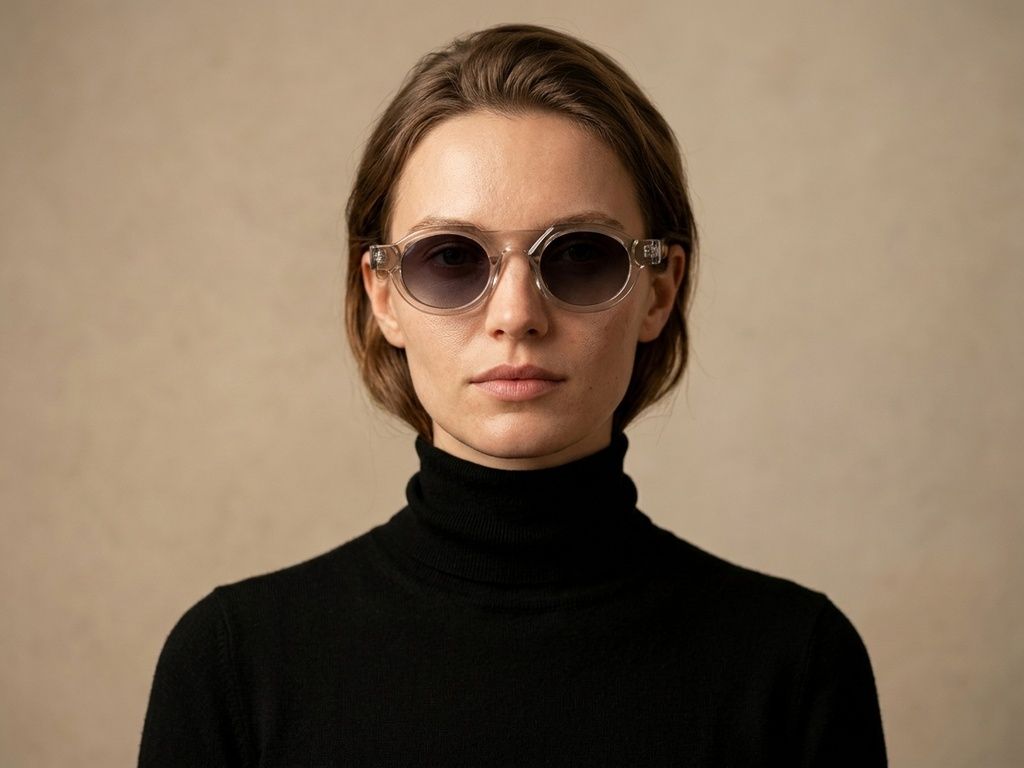 Lunettes de soleil rondes en acétate transparent #BS2607-0521
