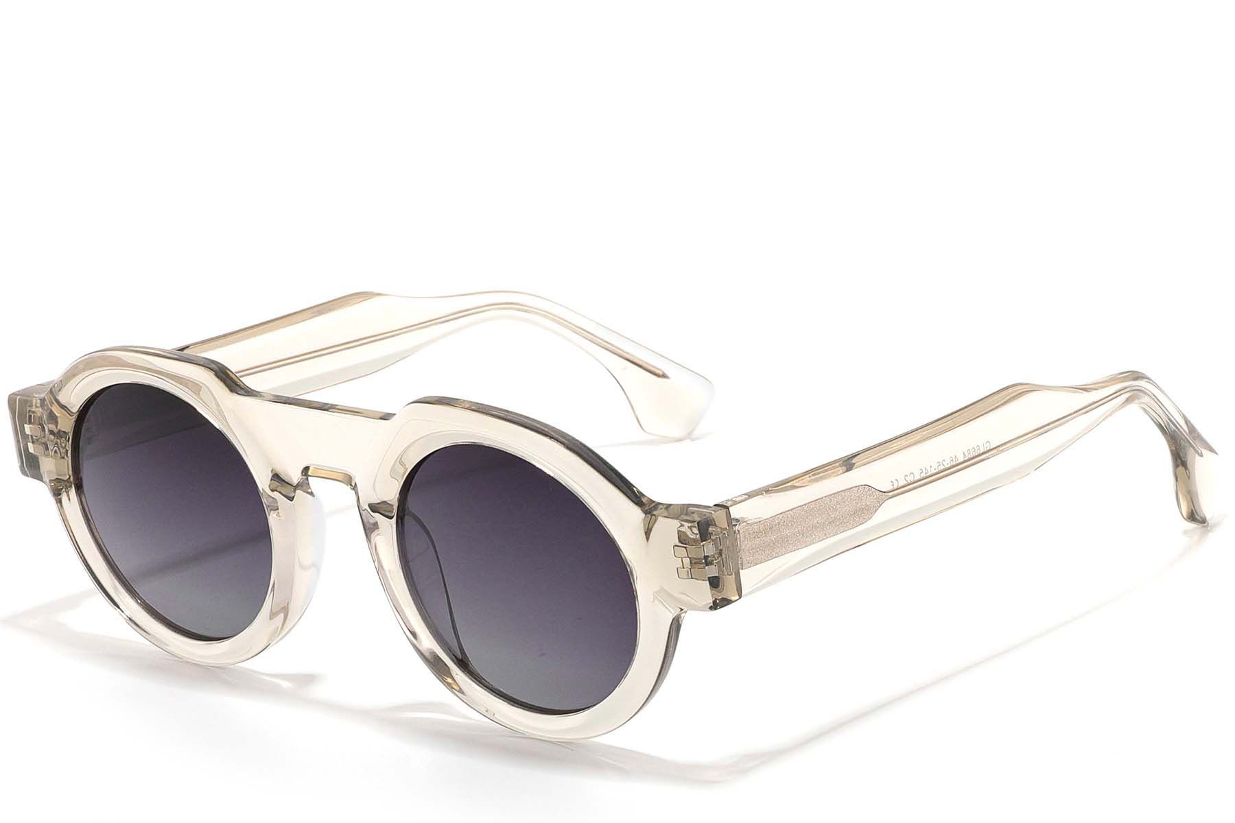 Lunettes de soleil rondes en acétate transparent #BS2607-0521
