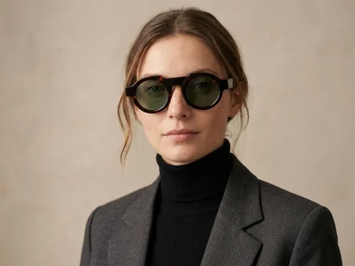Lunettes de soleil rondes en acétate écaille de tortue #BS2607-0522