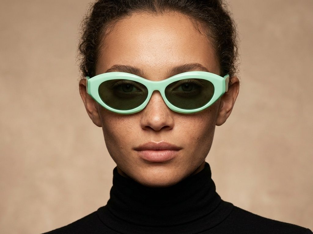 Occhiali da sole in acetato verde farfalla #BS2607-0529