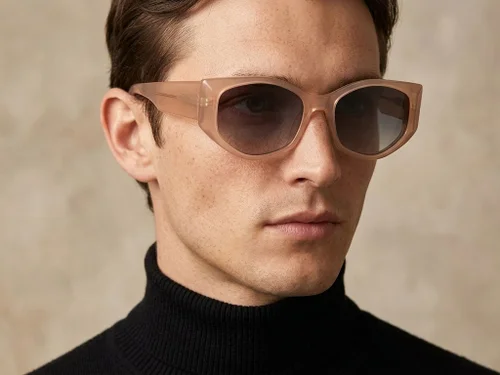 Lunettes de soleil géométriques en acétate rose #BS2607-0532