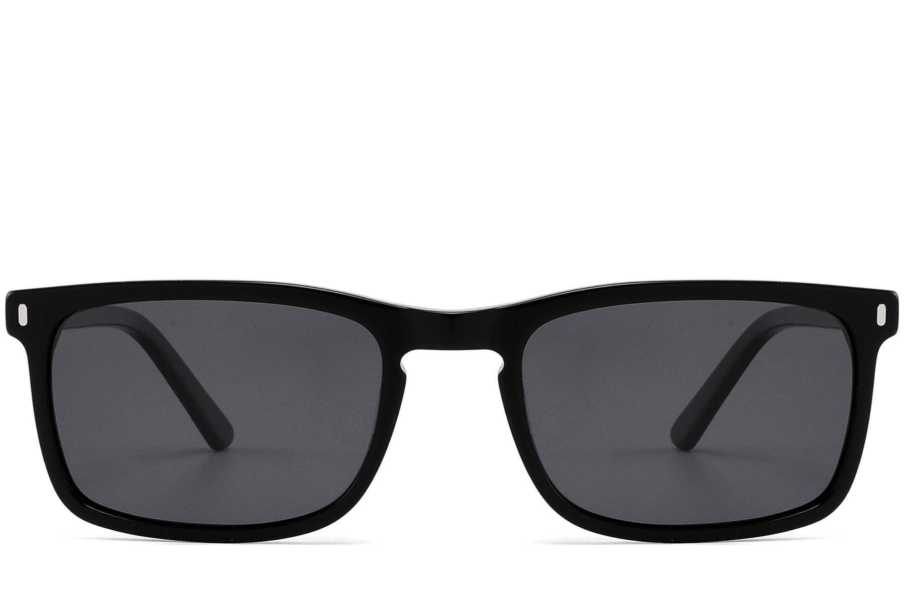 Rechteckige schwarze Acetat-Sonnenbrille #BS2607-0535