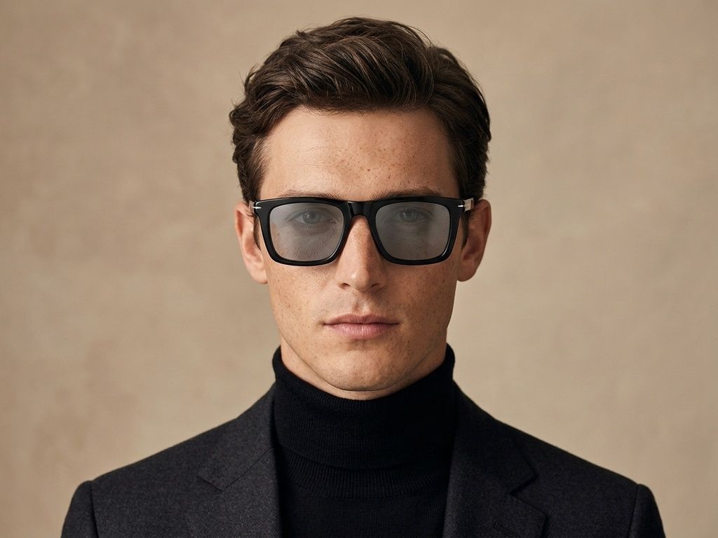 Gafas de sol rectangulares de acetato negro #BS2607-0547