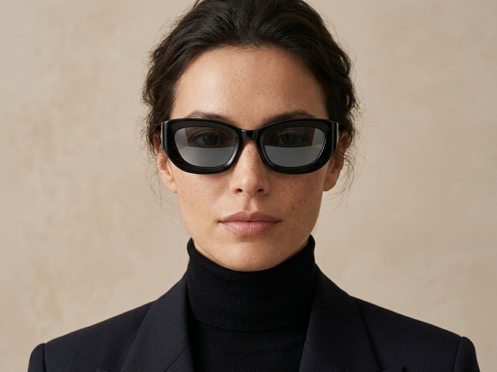 Gafas de sol de acetato negro con forma de mariposa #BS2607-0550