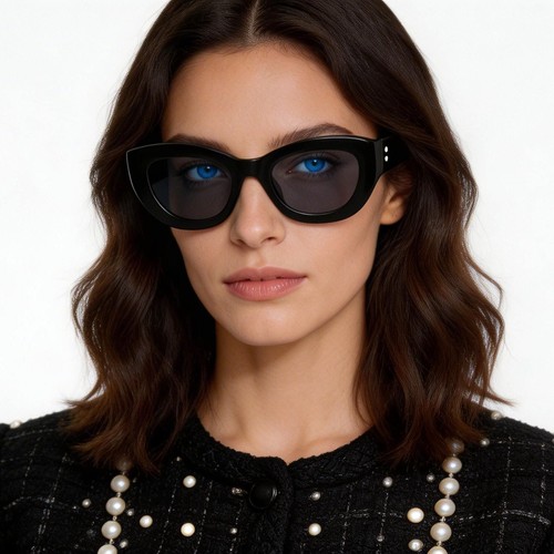 Gafas de sol de acetato negro con forma de mariposa #BS2607-0550