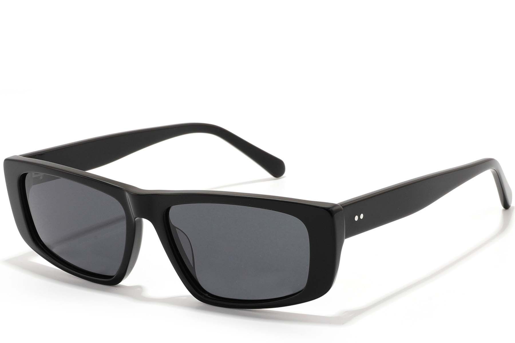 Rectangular Black Acetate Sunglasses #BS2607-0553