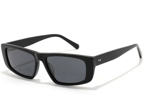 Lunettes de soleil rectangulaires en acétate noir #BS2607-0553