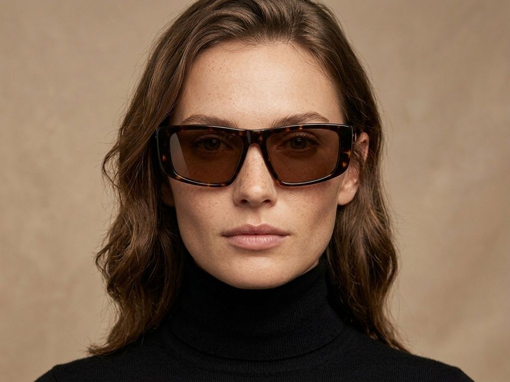 Gafas de sol rectangulares de acetato con montura de carey n.° BS2607-0554