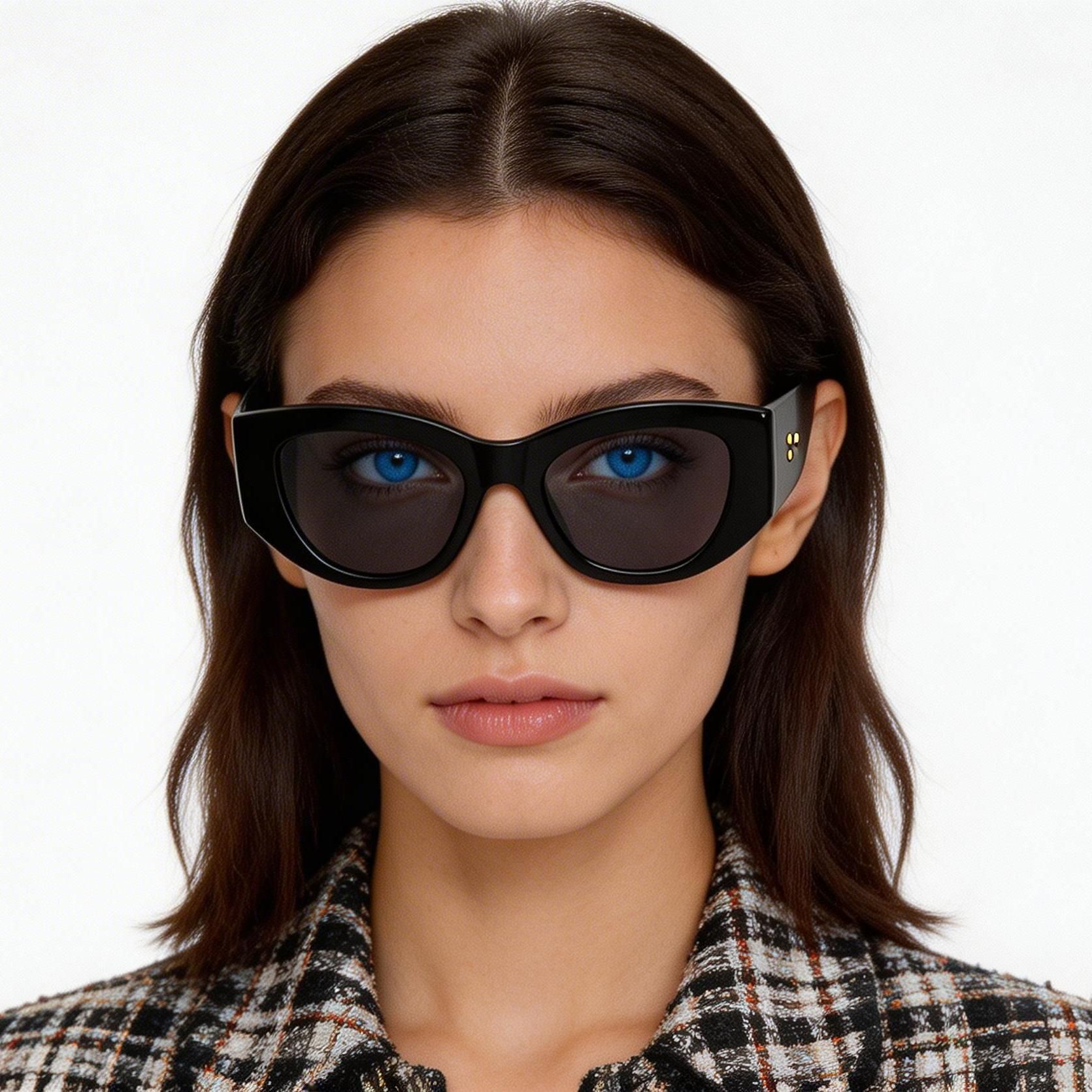 Gafas de sol de acetato negro con forma de mariposa n.° BS2607-0564