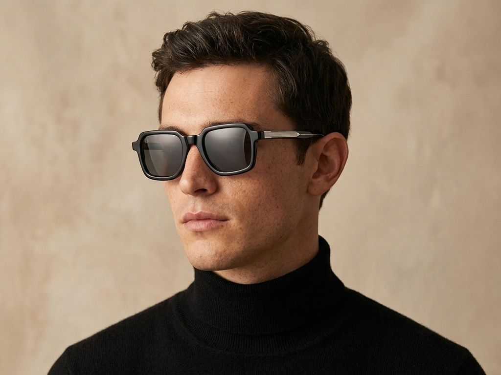 Rectangular Black Acetate Sunglasses #BS2607-0568