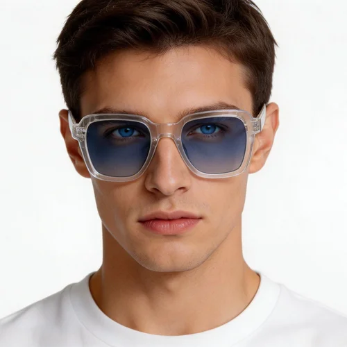 Lunettes de soleil rectangulaires en acétate transparent #BS2607-0570