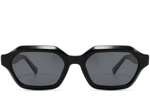 Lunettes de soleil géométriques en acétate noir #BS2607-0571
