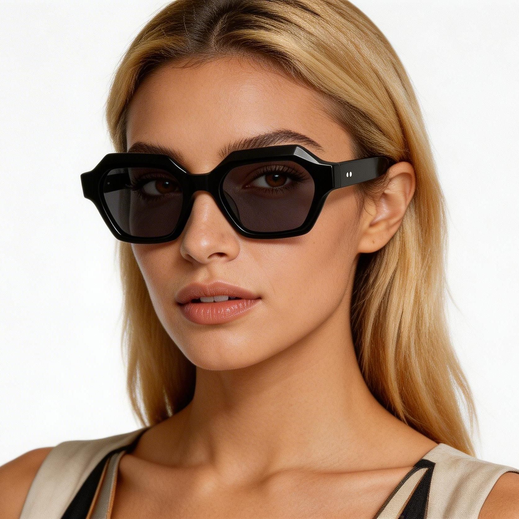 Geometric Black Acetate Sunglasses #BS2607-0571