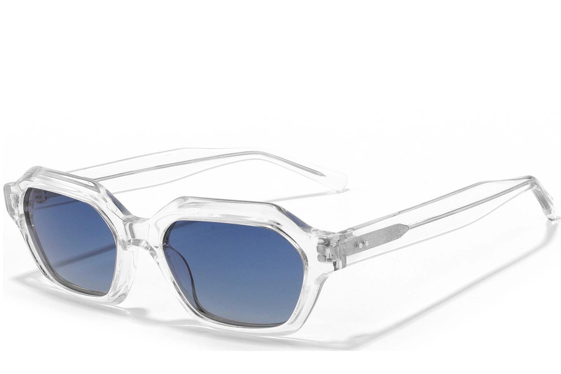 Geometrische, transparente Acetat-Sonnenbrille #BS2607-0573