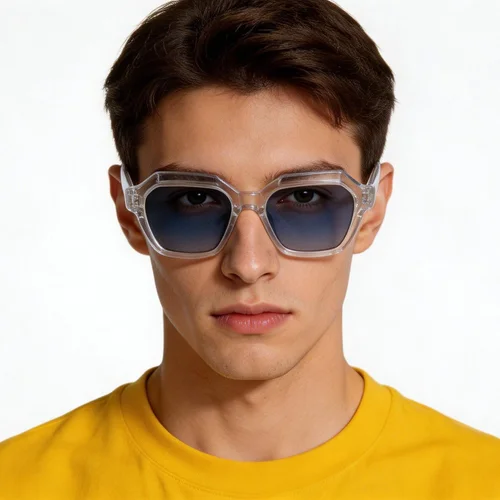 Lunettes de soleil géométriques en acétate transparent #BS2607-0573