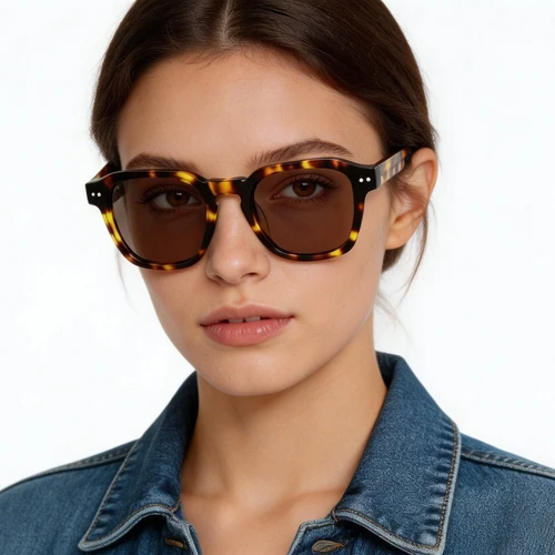 Gafas de sol rectangulares de acetato con montura de carey n.° BS2607-0575