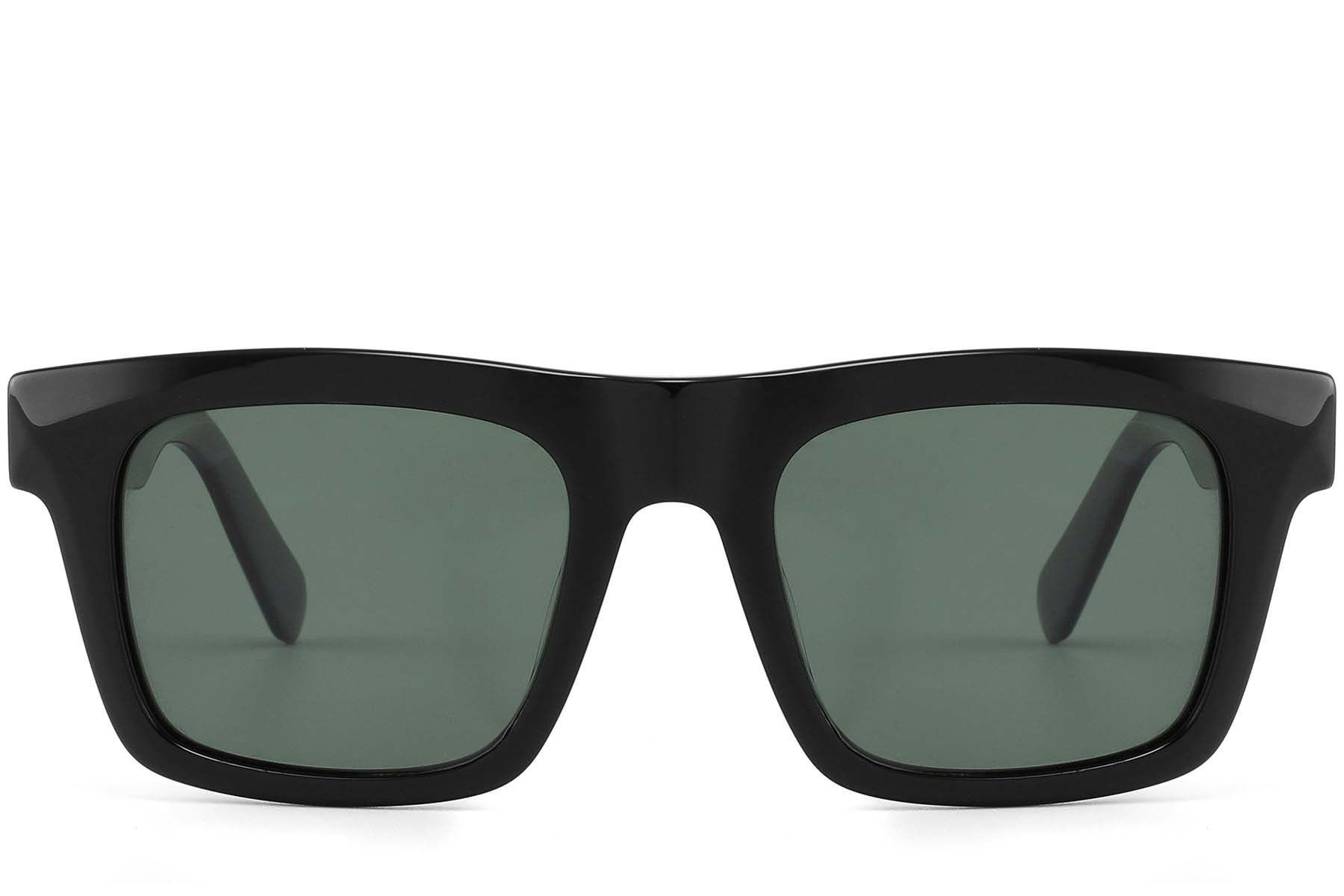 Rechteckige schwarze Acetat-Sonnenbrille #BS2607-0580