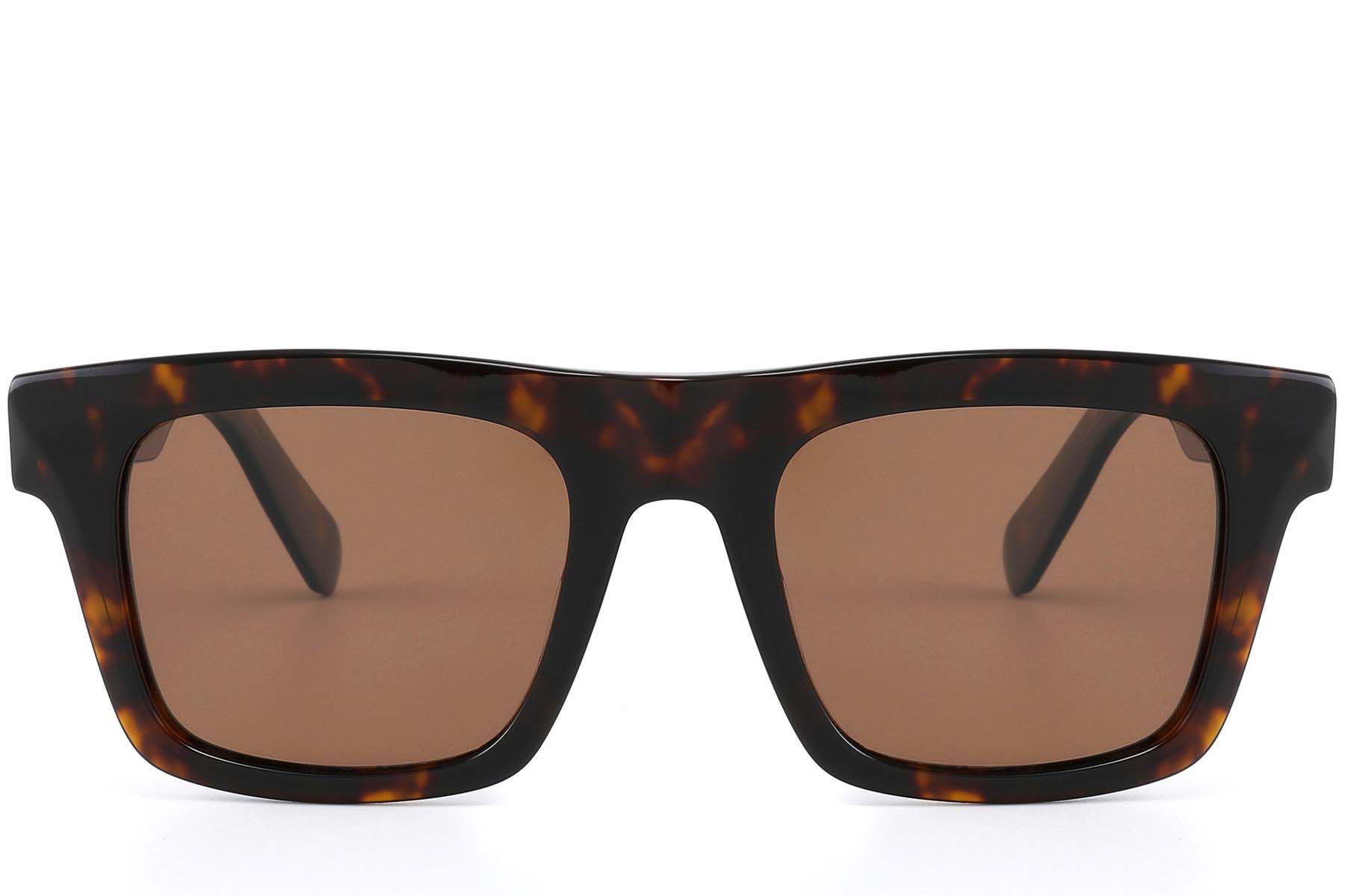 Rechteckige Sonnenbrille aus Schildpatt-Acetat #BS2607-0581