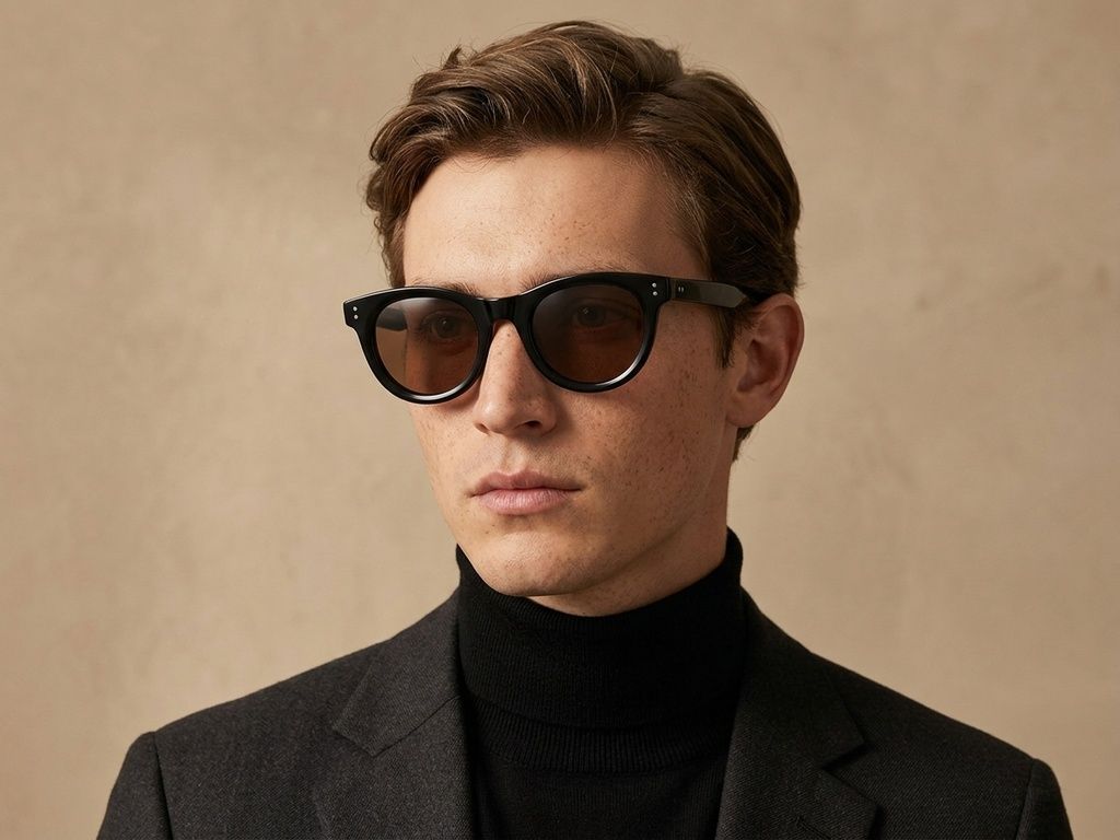 Round Black Acetate Sunglasses #BS2607-0583