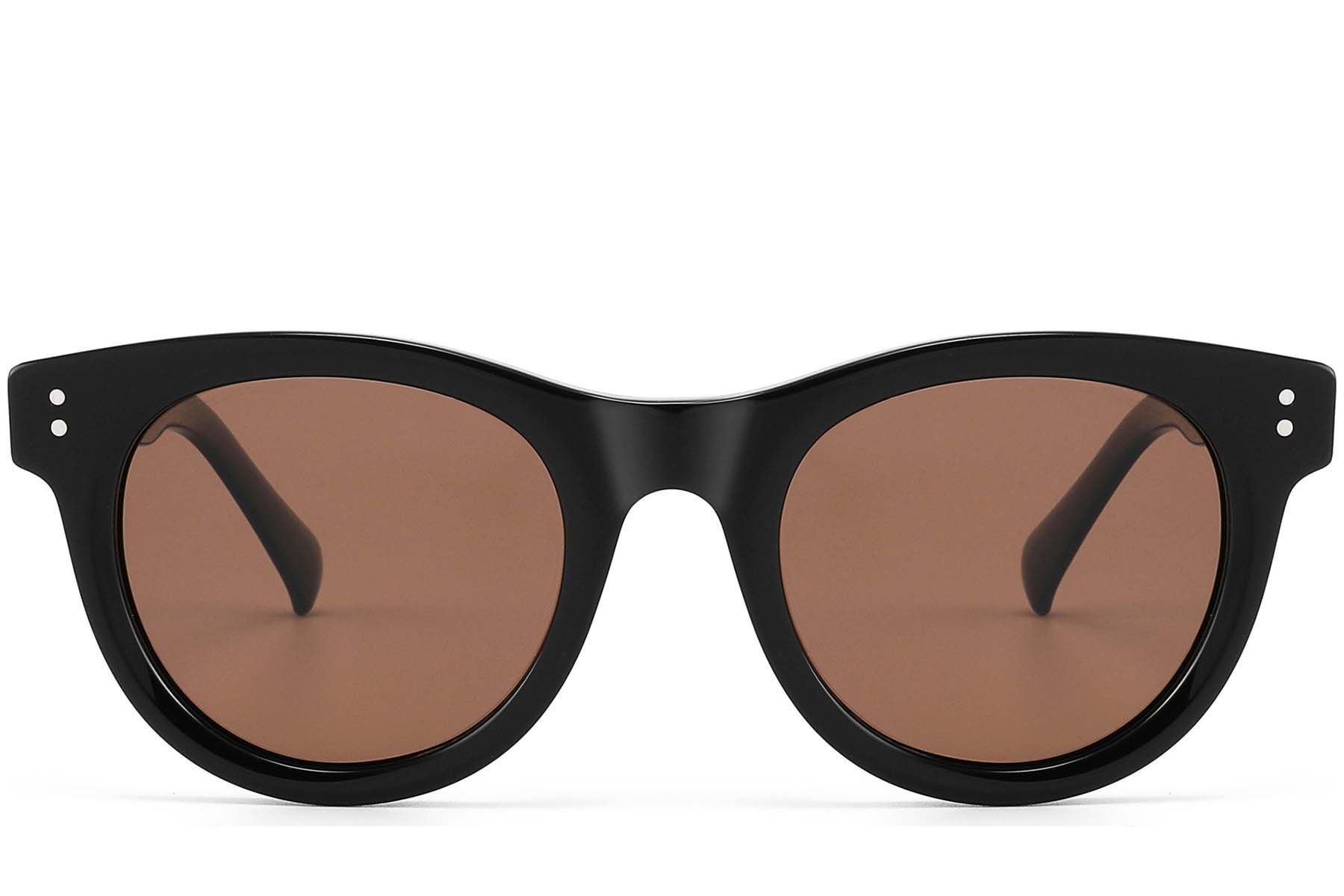 Round Black Acetate Sunglasses #BS2607-0583