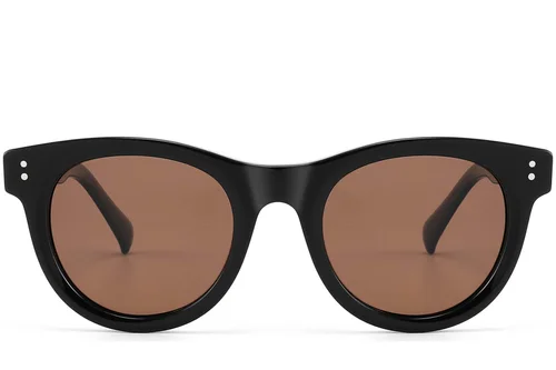 Lunettes de soleil rondes en acétate noir #BS2607-0583