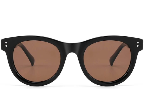 Gafas de sol redondas de acetato negro #BS2607-0583