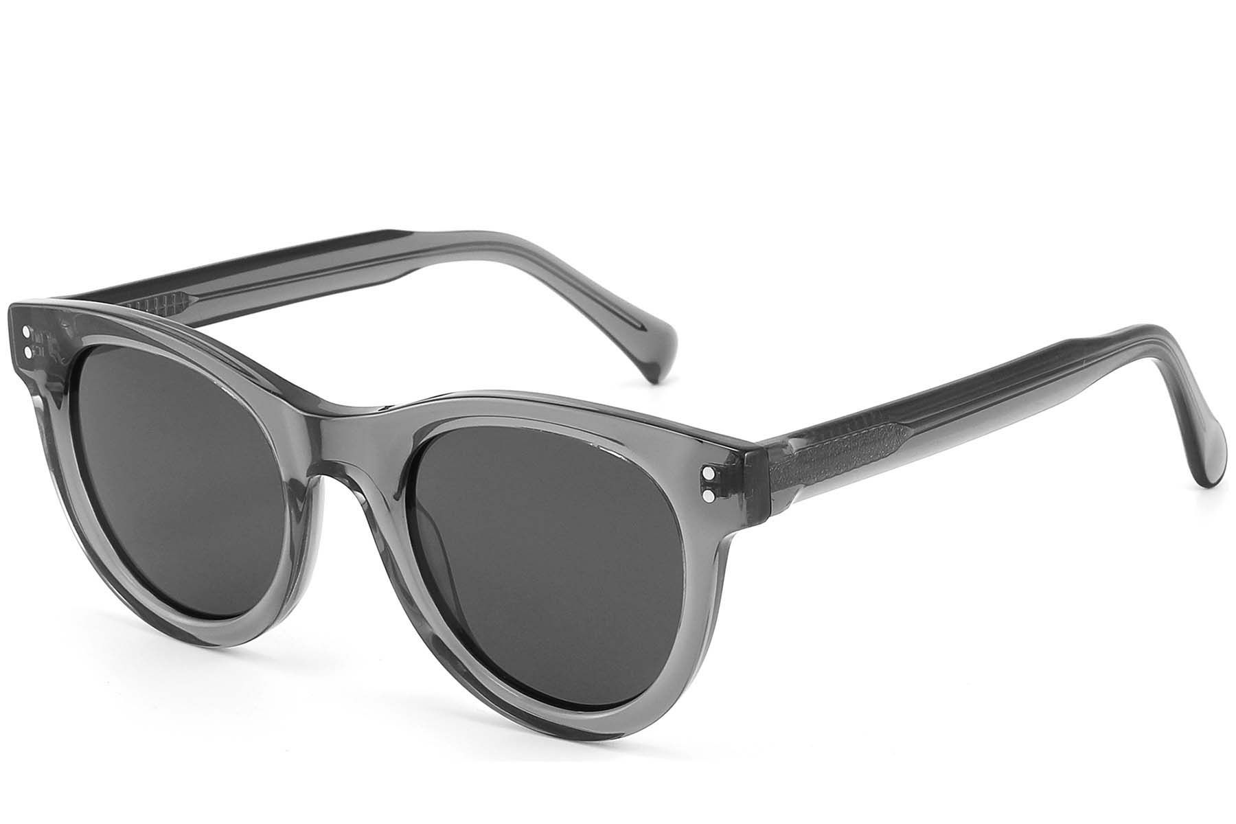 Gafas de sol redondas de acetato gris #BS2607-0584