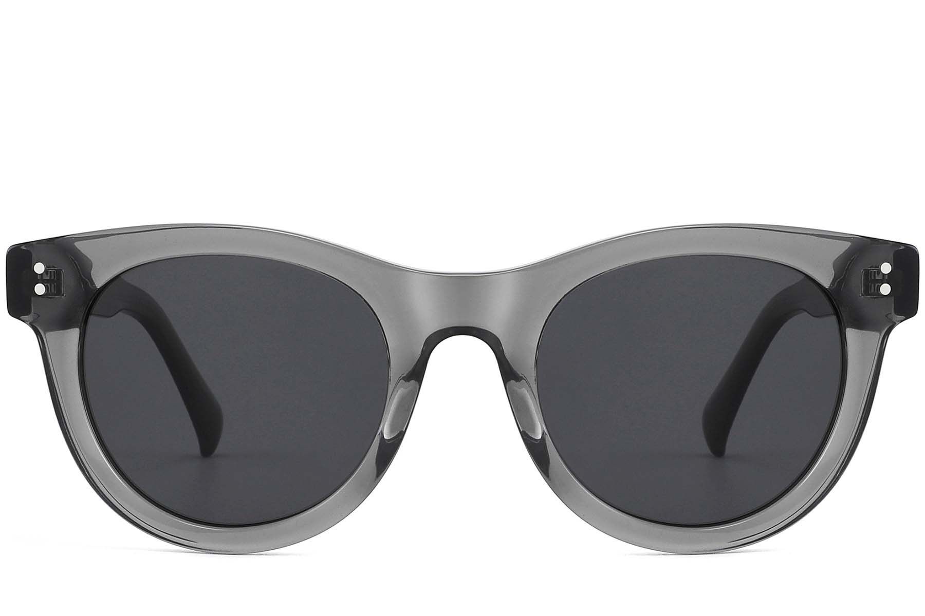 Gafas de sol redondas de acetato gris #BS2607-0584